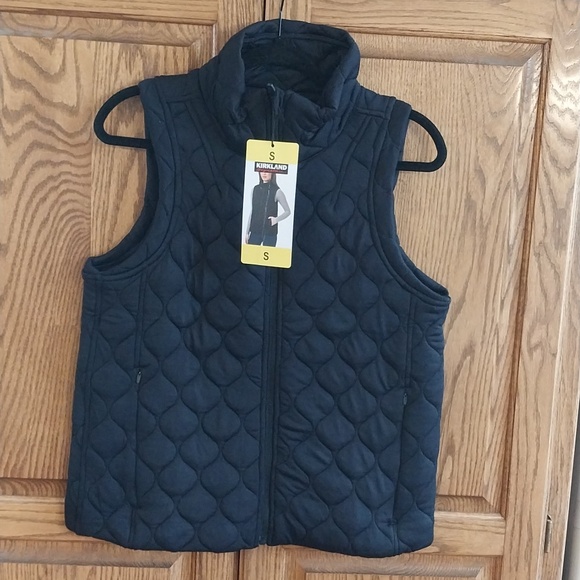 Kirkland Signature Jackets & Blazers - Kirkland NWT Women's Quilted Vest Size Small Black 2-Way Stretch Zipper Pockets